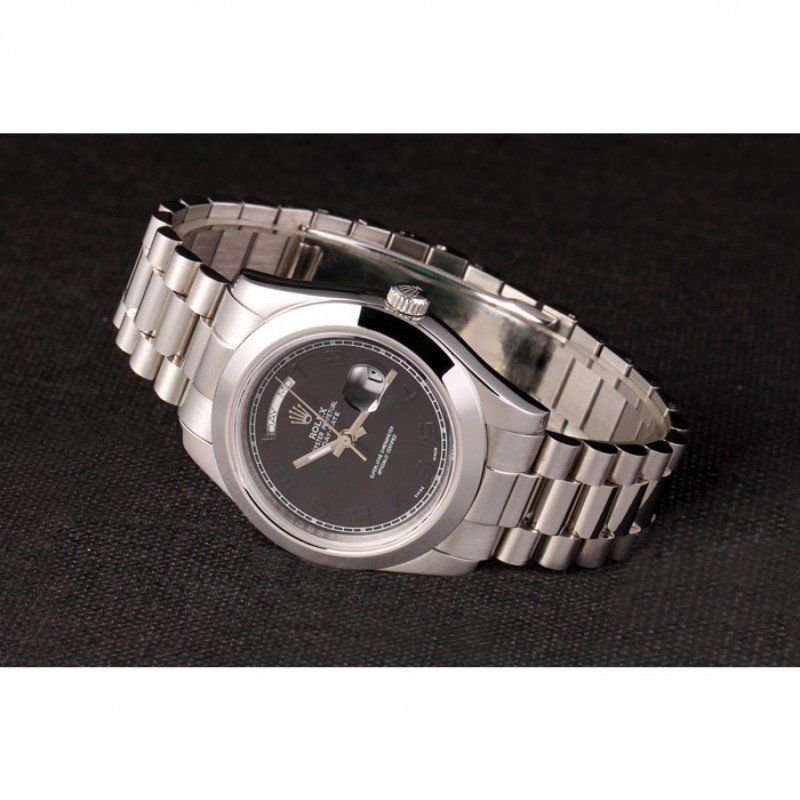 swiss rolex day date stainless steel bracelet black dial 80294 swiss rolex day date stainless steel bracelet black dial 80294