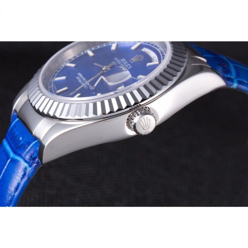 swiss rolex day date oyster collection blue leather band 621490 swiss rolex day date oyster collection blue leather band 621490