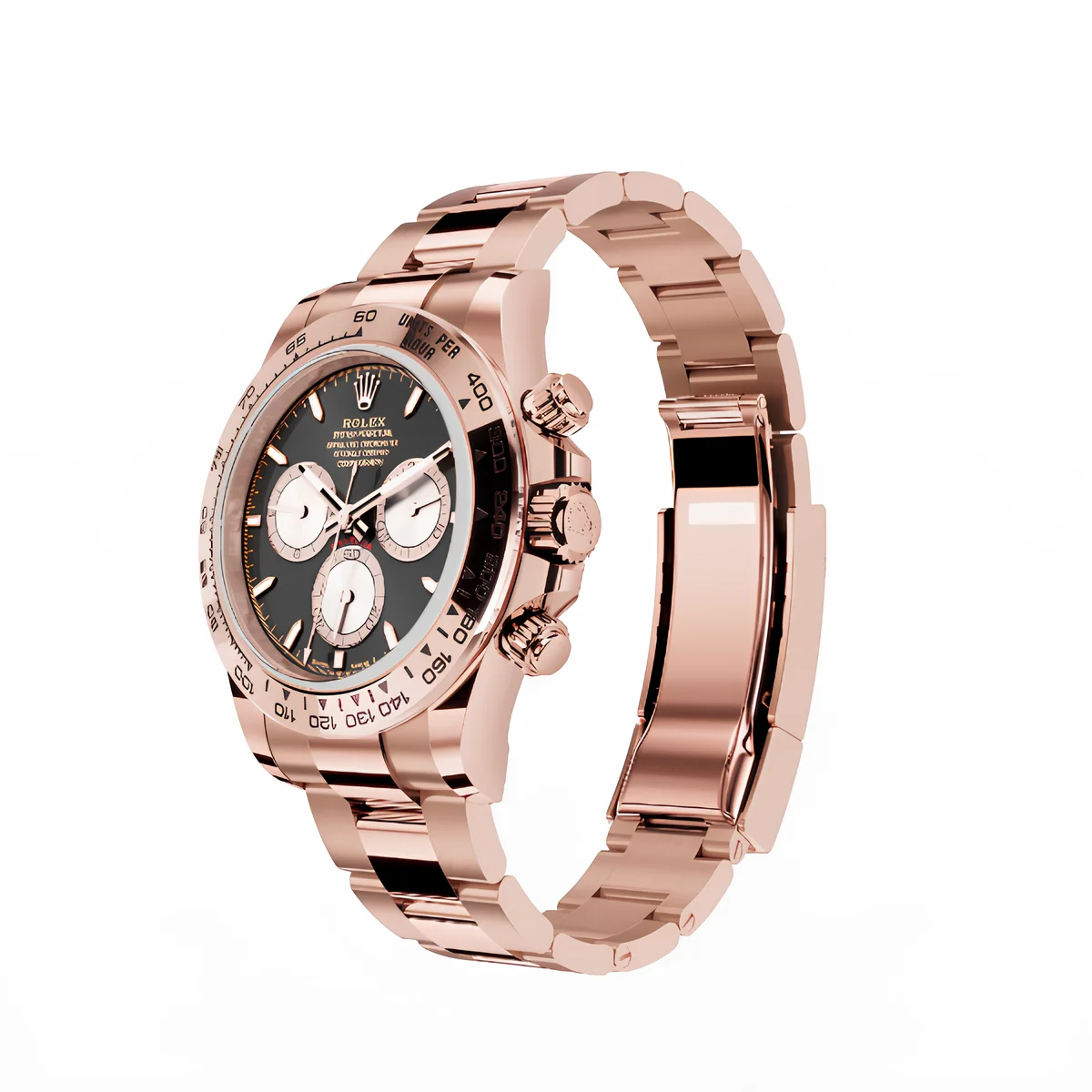 rolex daytona cosmograph: oyster, 40 mm, everose gold, bright black and sundust dial, m126505 0001 rolex daytona cosmograph: oyster, 40 mm, everose gold, bright black and sundust dial, m126505 0001