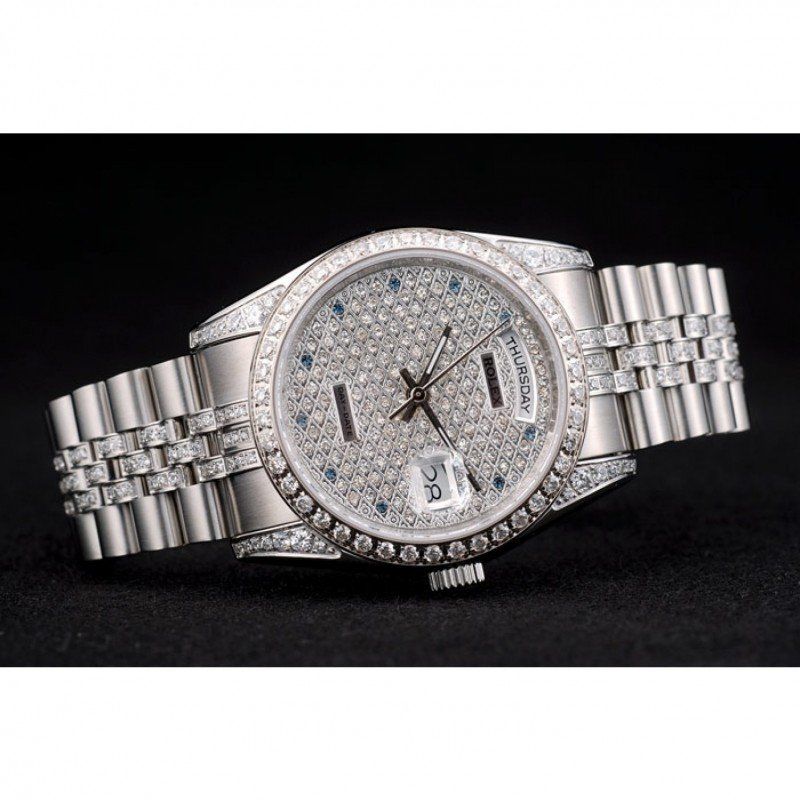 rolex daydate diamond plated stainless steel bracelet diamond plated dial 41985 rolex daydate diamond plated stainless steel bracelet diamond plated dial 41985