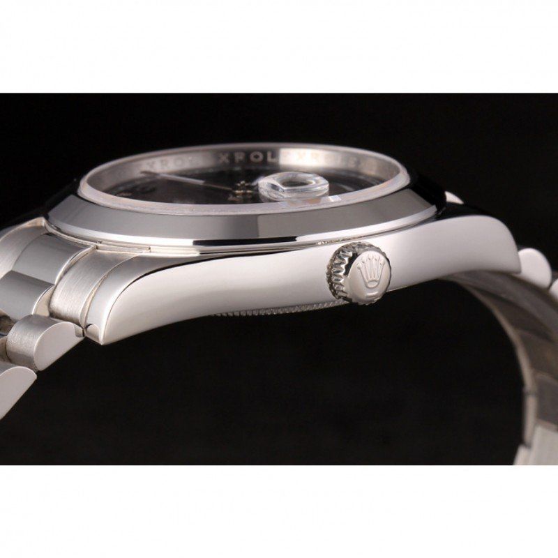 swiss rolex day date stainless steel bracelet black dial 80294 swiss rolex day date stainless steel bracelet black dial 80294