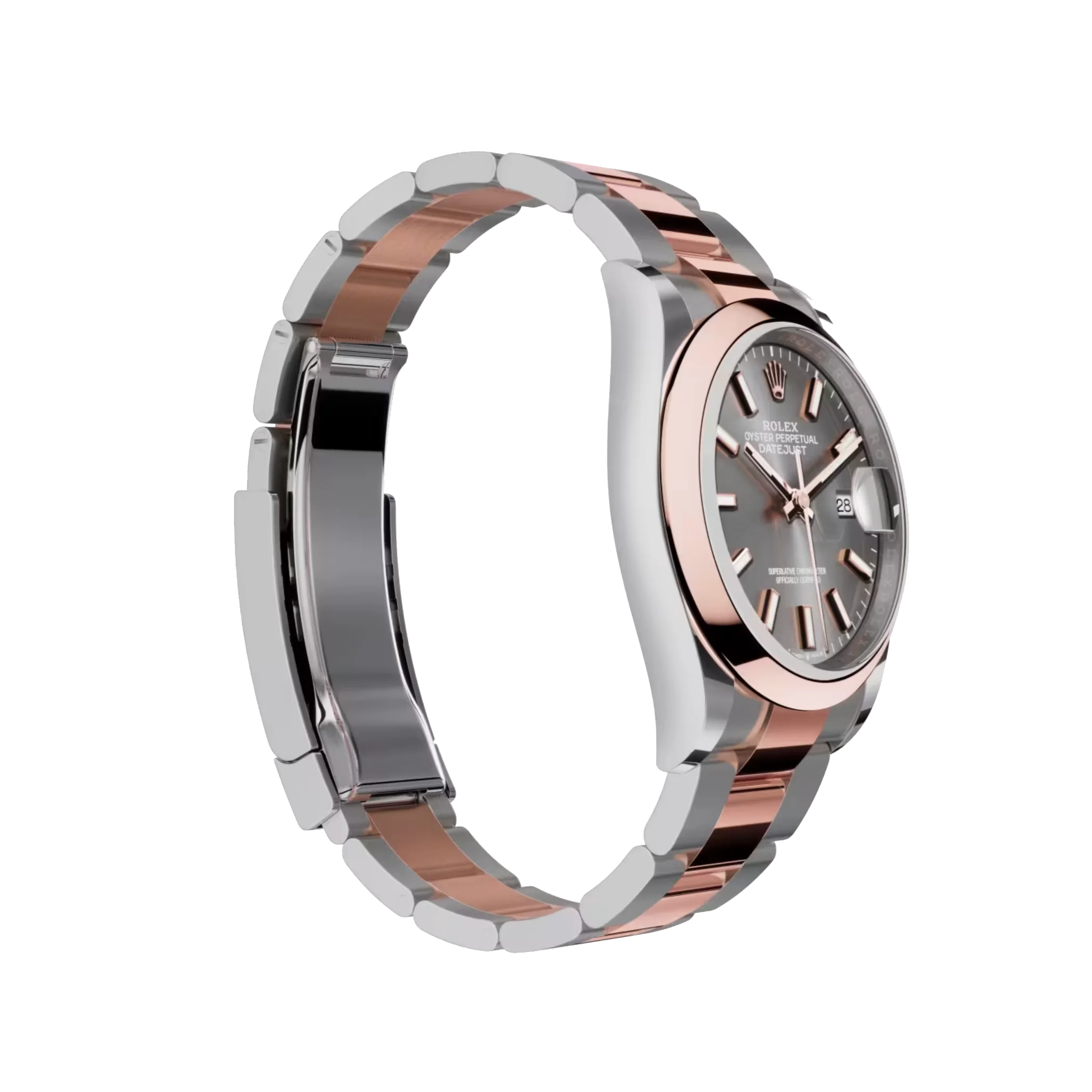 rolex datejust: 36 mm, oystersteel and everose gold, slate dial, oyster bracelet, m126201 0014