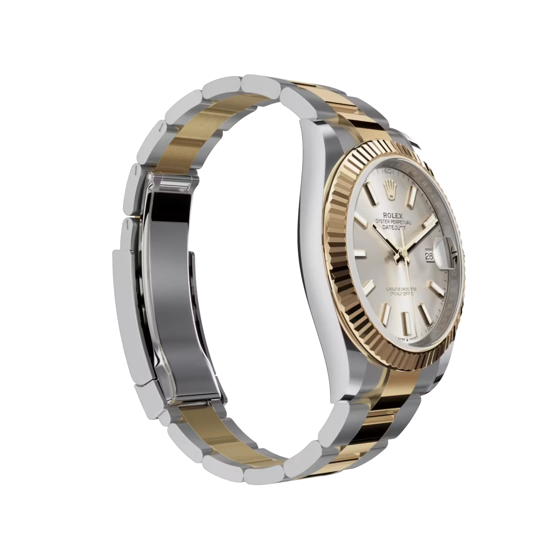 rolex datejust: 41 mm, oystersteel and yellow gold, silver dial, oyster bracelet, m126333 0001