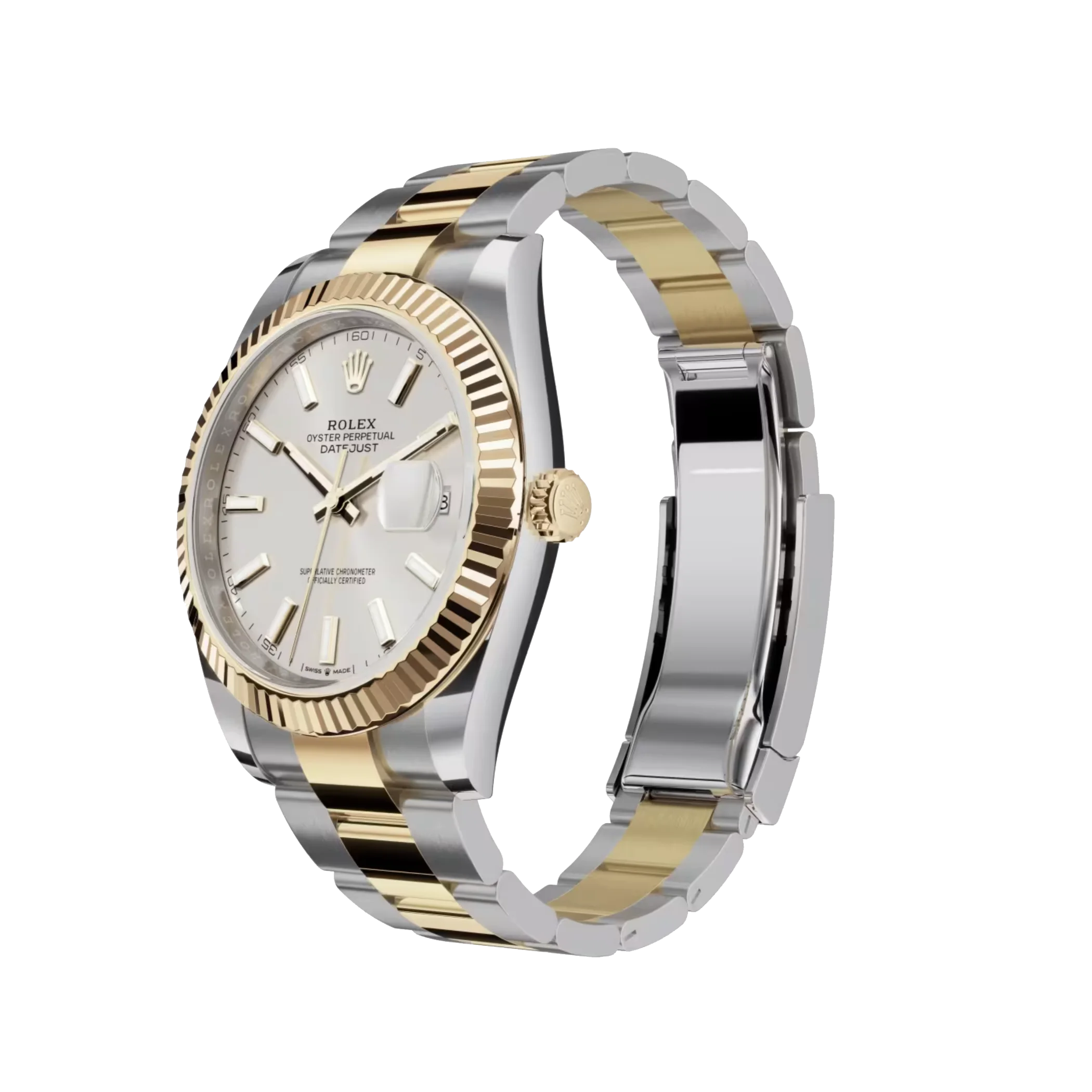 rolex datejust: 41 mm, oystersteel and yellow gold, silver dial, oyster bracelet, m126333 0001