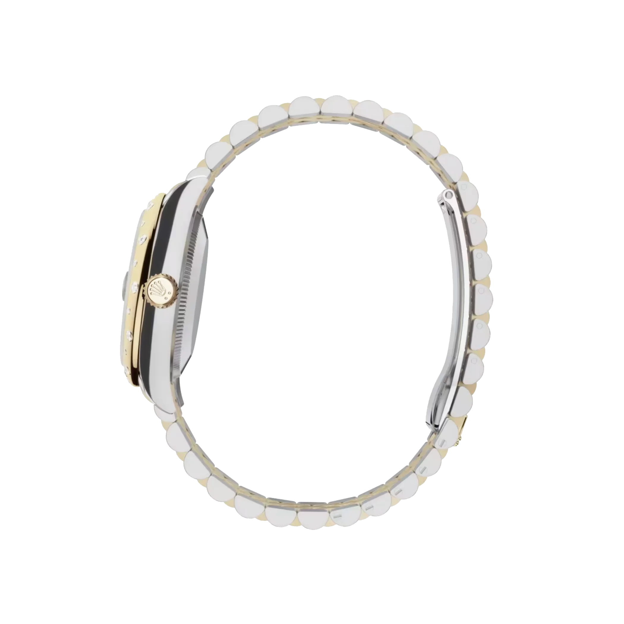 rolex datejust: 31 mm, oystersteel and yellow gold, silver, diamond set dial, jubilee bracelet, m278343rbr 0004